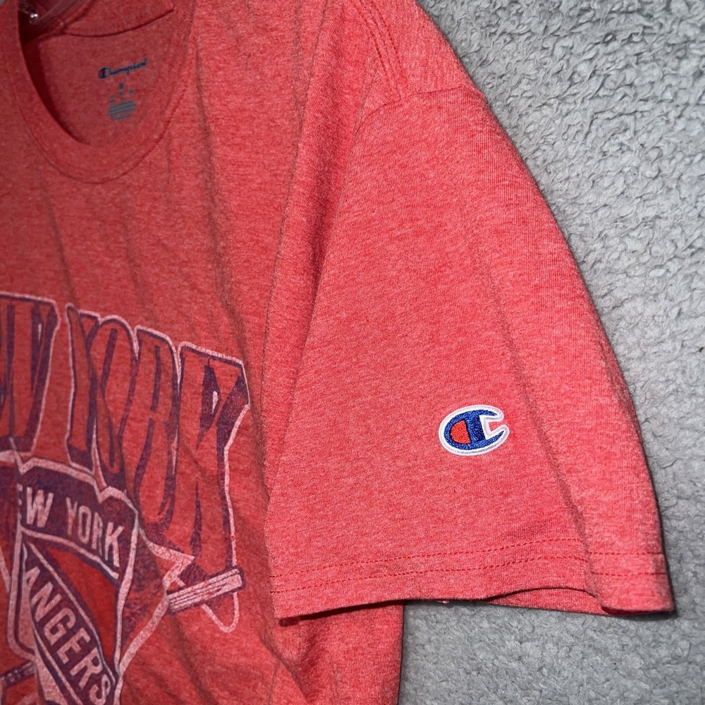 Champion New York Rangers T‎ Shirt Men's Sz M Red Faded Tee NHL - Picture 8 of 8
